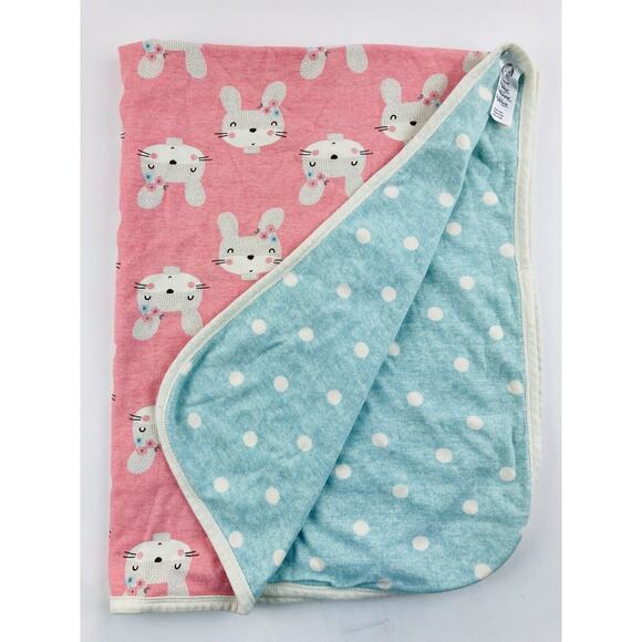 Gerber Other - Gerber Reversible Organic Cotton Baby Blanket Mouse Pink Blue Polka Dots India